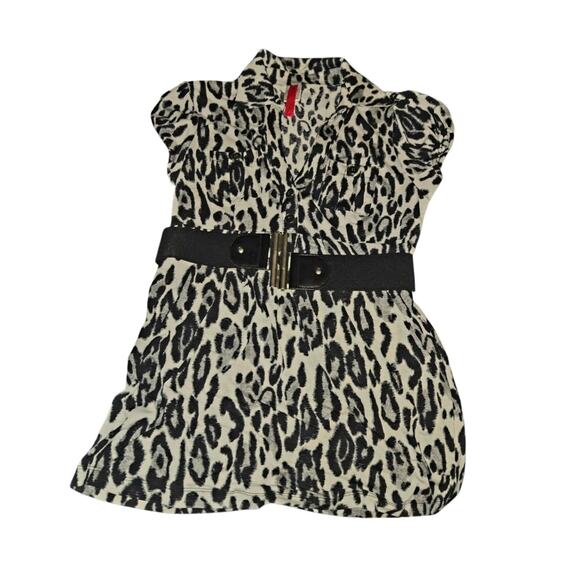 Y2K FASHION LEOPARD SHIRT WITH BELT Womens Small HeartSoul - Picture 4 of 8
